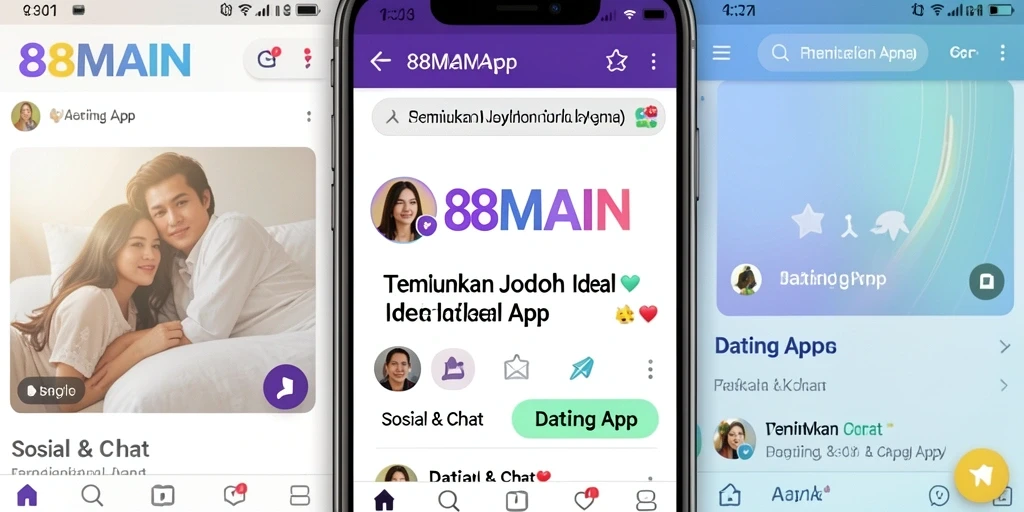 Tampilan antarmuka utama 88MAIN yang menarik dengan fitur Dating App.