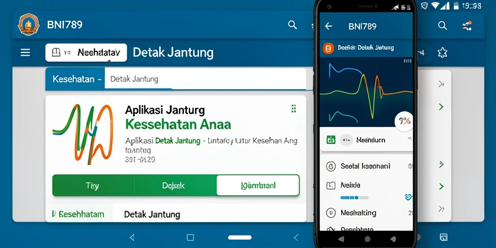 Antarmuka BNI789 menampilkan grafik detak jantung yang jelas dan informatif.