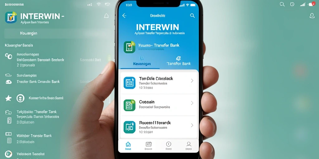 Tampilan antarmuka aplikasi Transfer Bank INTERWIN yang modern dan user-friendly.