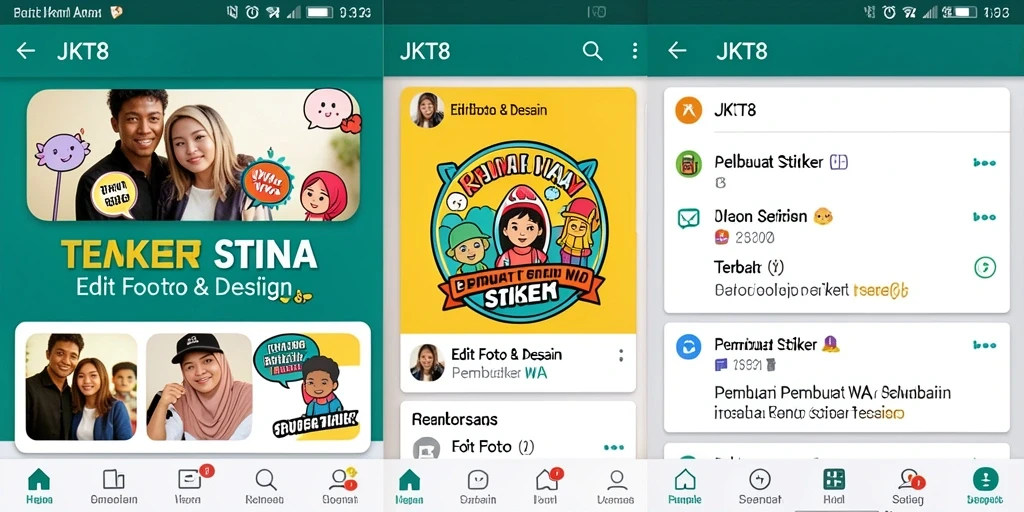 Tampilan antarmuka JKT8 untuk membuat stiker WA yang kreatif.