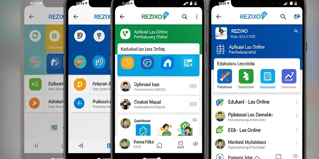 Screenshot utama antarmuka aplikasi Les Online REZIXO.