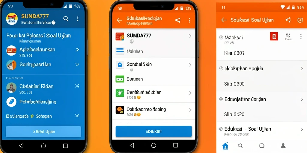 Antarmuka aplikasi SUNDA777 dengan berbagai pilihan soal ujian.