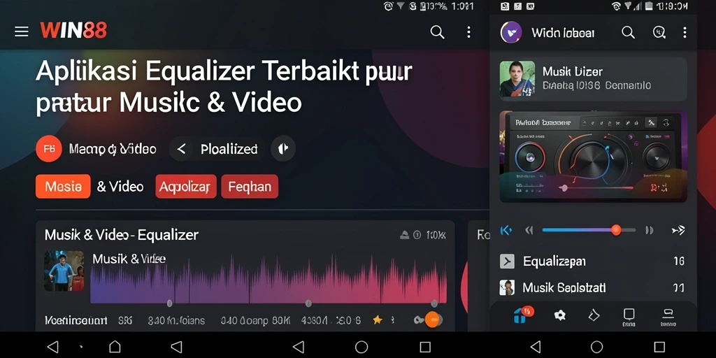 Tampilan antarmuka WIN88 dengan berbagai pengaturan Equalizer.
