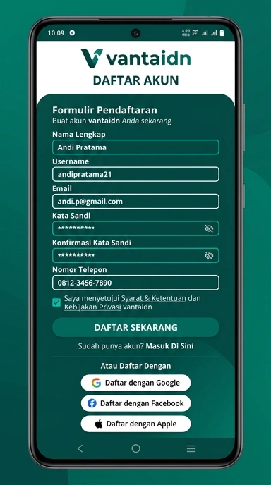 Panduan Registrasi Akun Baru vantaidn untuk Pengguna Android